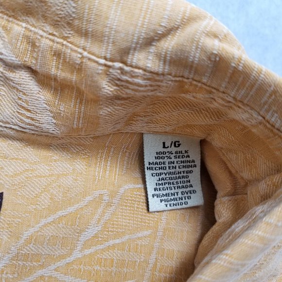 Jamaica Jaxx Shirt Mens Large Orange Hawaiian Button Up Short‎ Sleeve 100% Silk - Picture 7 of 9